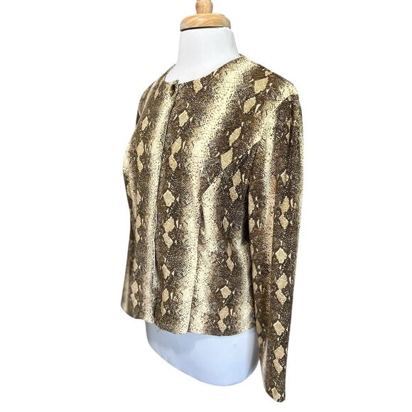 Vintage 90s Y2K MHM Microsuede Rattlesnake Print Fitted Jacket Blazer SZ L - Picture 3 of 6